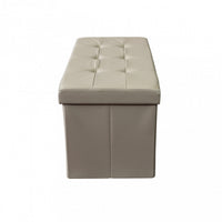 POUF CONTENITORE RETTANGOLARE IN ECOPELLE NATURALE