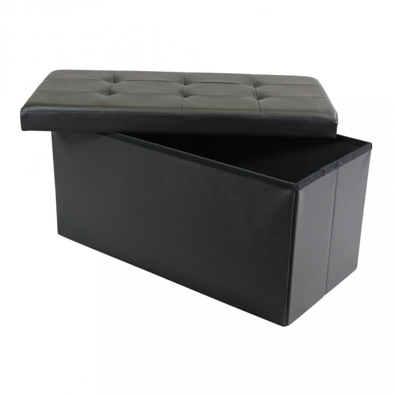 POUF CONTENITORE RETTANGOLARE IN ECOPELLE NERO