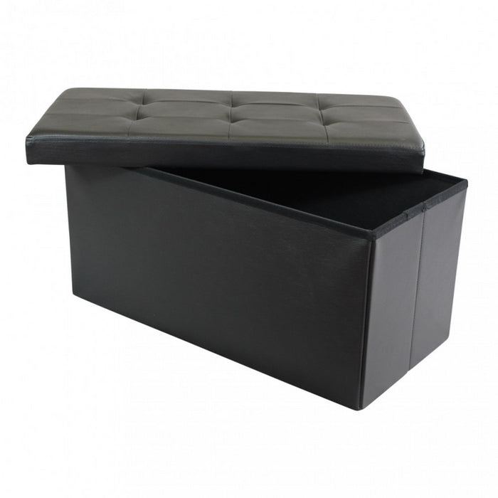 POUF CONTENITORE RETTANGOLARE IN ECOPELLE NERO
