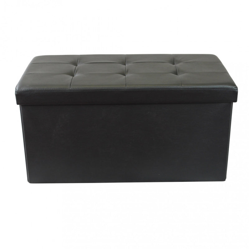 POUF CONTENITORE RETTANGOLARE IN ECOPELLE NERO
