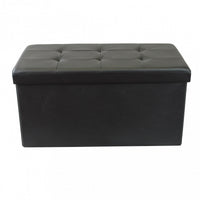 POUF CONTENITORE RETTANGOLARE IN ECOPELLE NERO