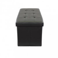 POUF CONTENITORE RETTANGOLARE IN ECOPELLE NERO