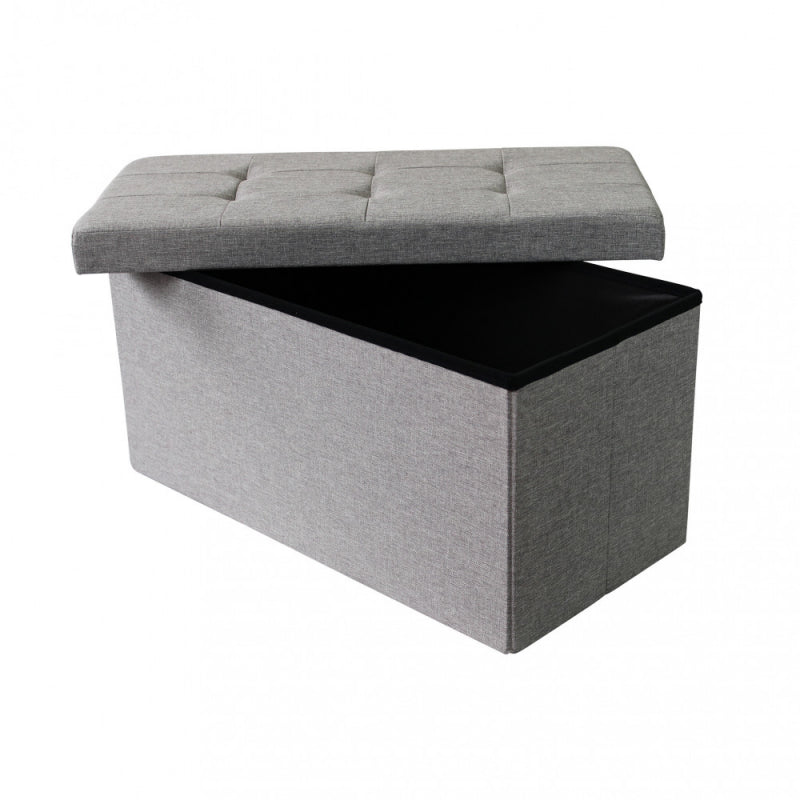 POUF CONTENITORE RETTANGOLARE IN STOFFA GRIGIO SCURO