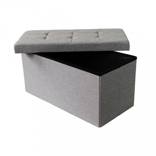 POUF CONTENITORE RETTANGOLARE IN STOFFA GRIGIO SCURO