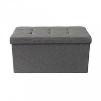 POUF CONTENITORE RETTANGOLARE IN STOFFA GRIGIO