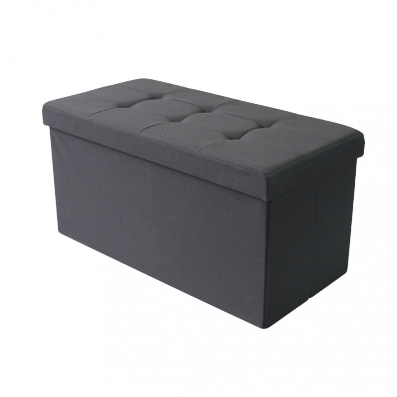 POUF CONTENITORE RETTANGOLARE IN STOFFA NERO