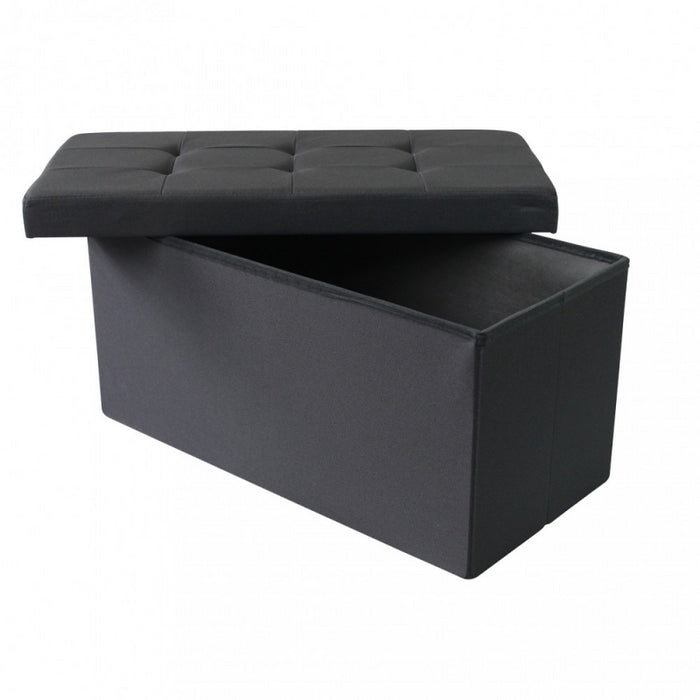 POUF CONTENITORE RETTANGOLARE IN STOFFA NERO