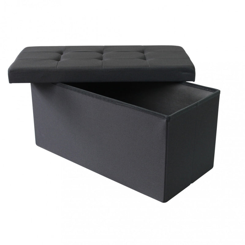 POUF CONTENITORE RETTANGOLARE IN STOFFA NERO