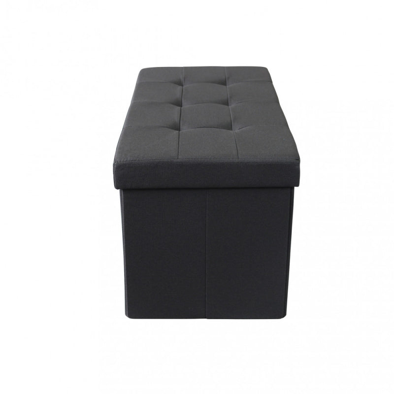 POUF CONTENITORE RETTANGOLARE IN STOFFA NERO