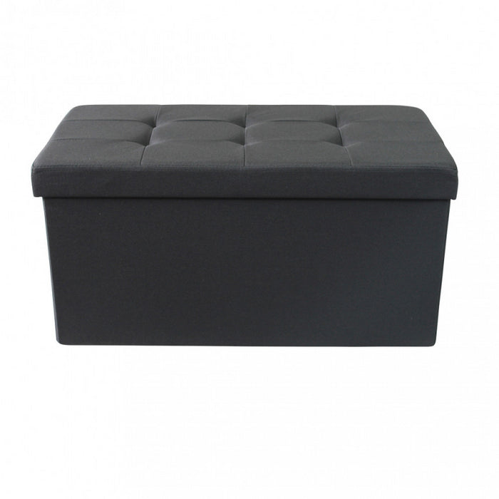 POUF CONTENITORE RETTANGOLARE IN STOFFA NERO