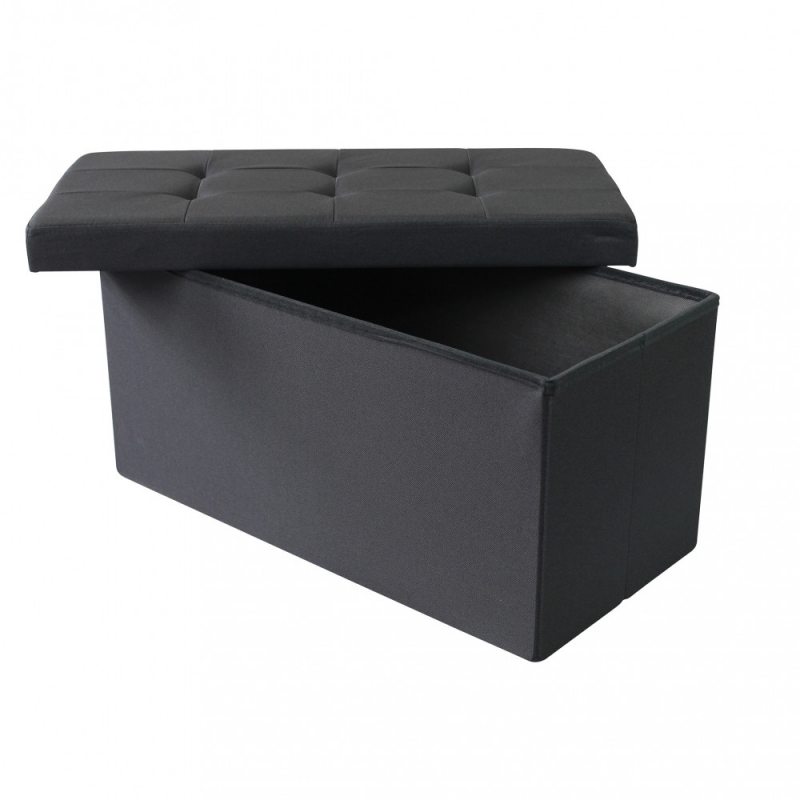 POUF CONTENITORE RETTANGOLARE IN STOFFA NERO