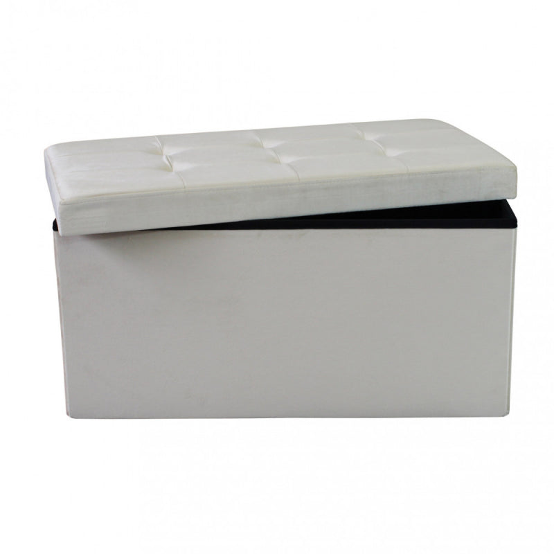 POUF CONTENITORE RETTANGOLARE IN VELLUTO BEIG