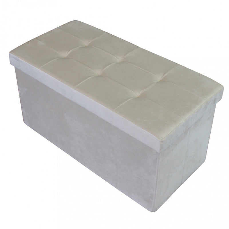 POUF CONTENITORE RETTANGOLARE IN VELLUTO BEIG