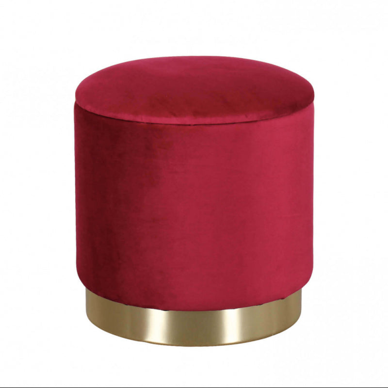 POUF CONTENITORE ROTONDO IN VELLUTO BORDEAUX