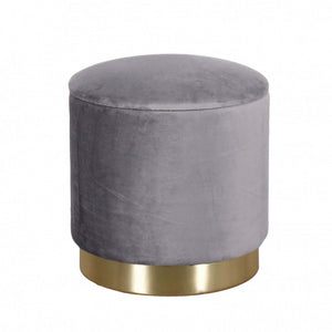 POUF CONTENITORE ROTONDO IN VELLUTO GRIGIO SCURO