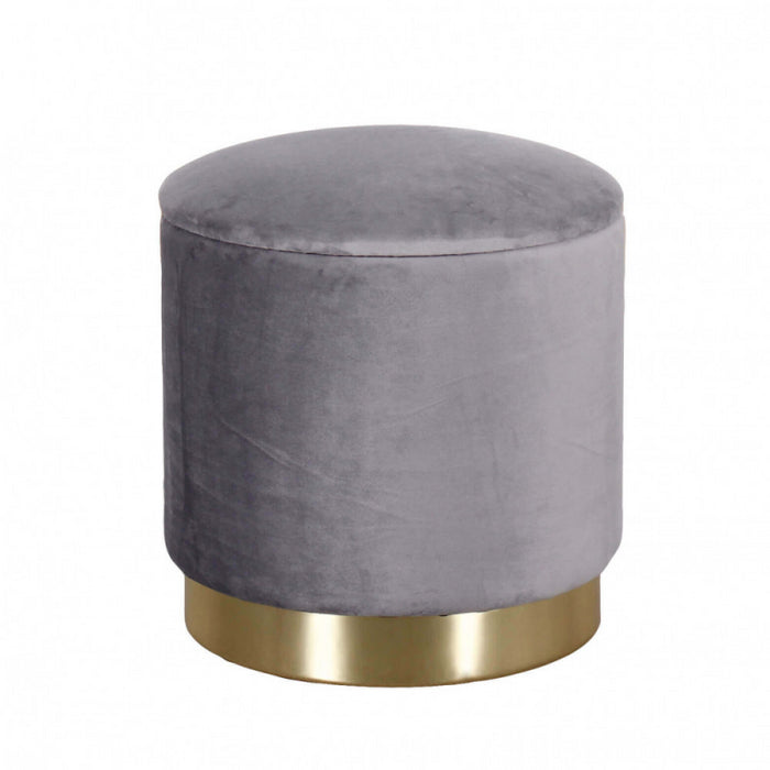 POUF CONTENITORE ROTONDO IN VELLUTO GRIGIO SCURO