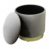 POUF CONTENITORE ROTONDO IN VELLUTO TORTORA