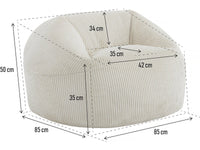 Pouf in velluto a coste "Cusco" - 80 x 74 x 49 cm - Beige