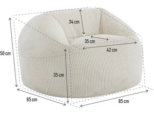 Pouf in velluto a coste "Cusco" - 80 x 74 x 49 cm - Beige