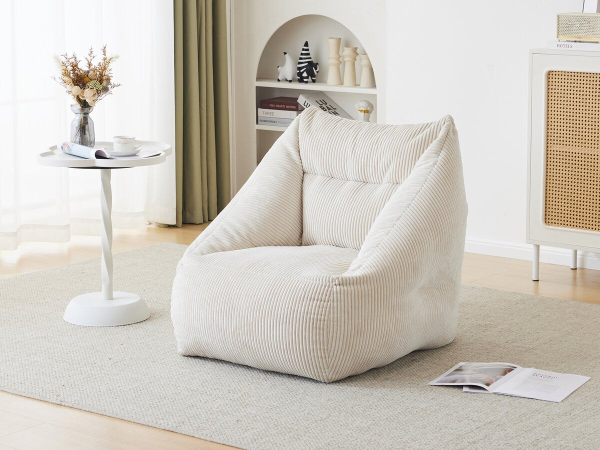 Pouf in velluto a coste "Medellin" - Beige - 85 x 85 x 72 cm