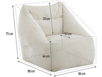 Pouf in velluto a coste "Medellin" - Beige - 85 x 85 x 72 cm