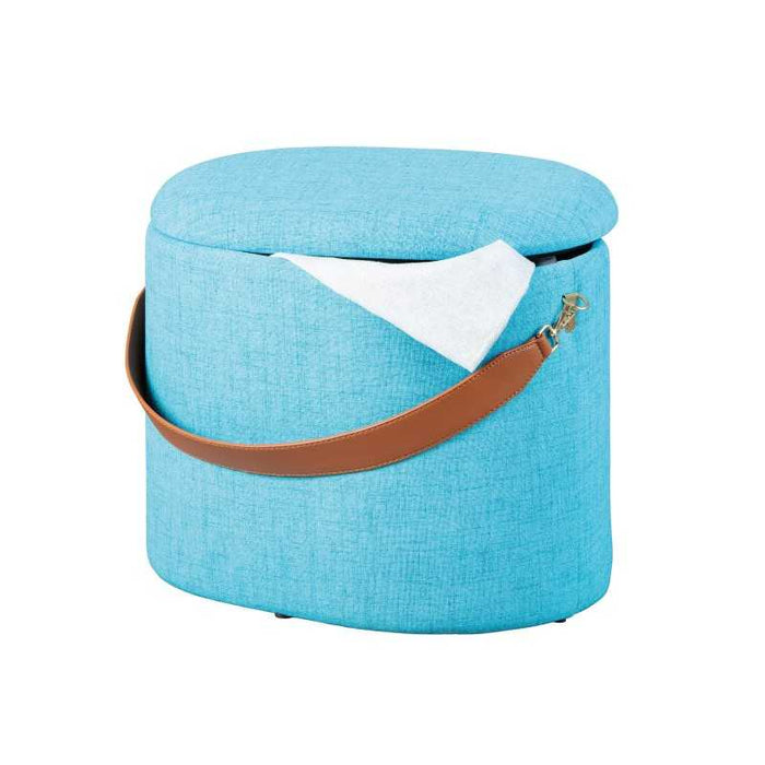 Pouf Inter Link con contenitore e maniglia in ecopelle colore azzurro