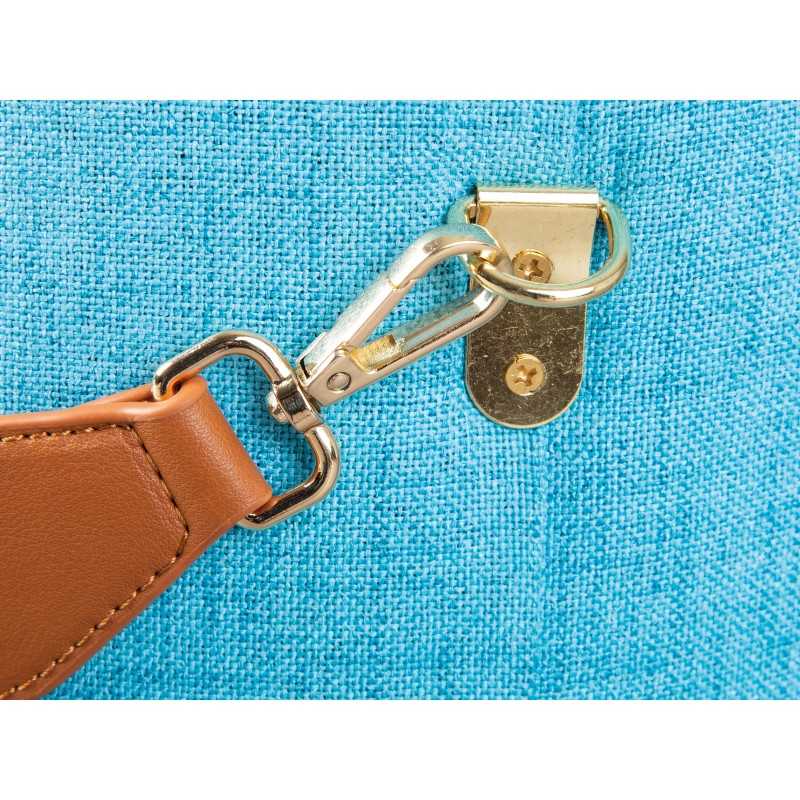 Pouf Inter Link con contenitore e maniglia in ecopelle colore azzurro