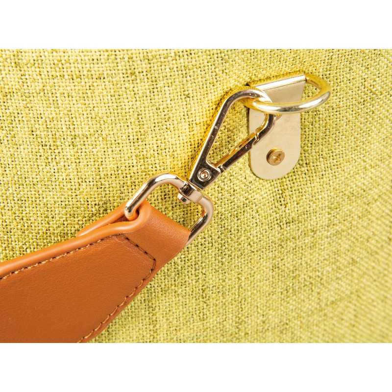 Pouf Inter Link con contenitore e maniglia in ecopelle colore giallo-verde