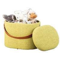 Pouf Inter Link con contenitore e maniglia in ecopelle colore giallo-verde