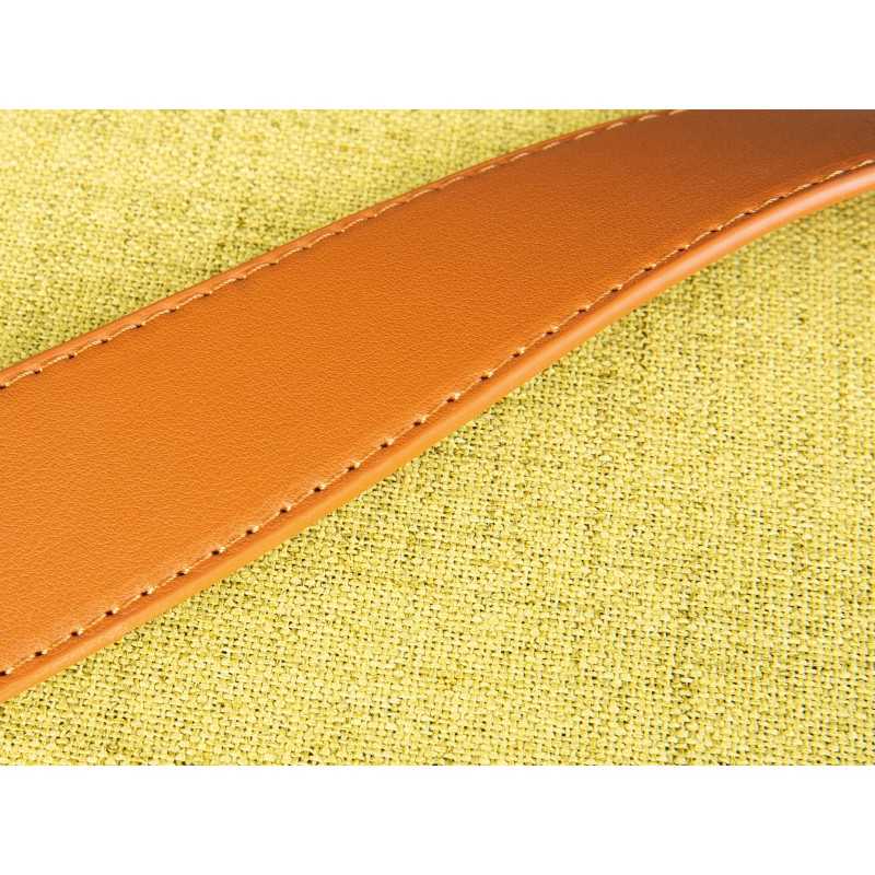 Pouf Inter Link con contenitore e maniglia in ecopelle colore giallo-verde