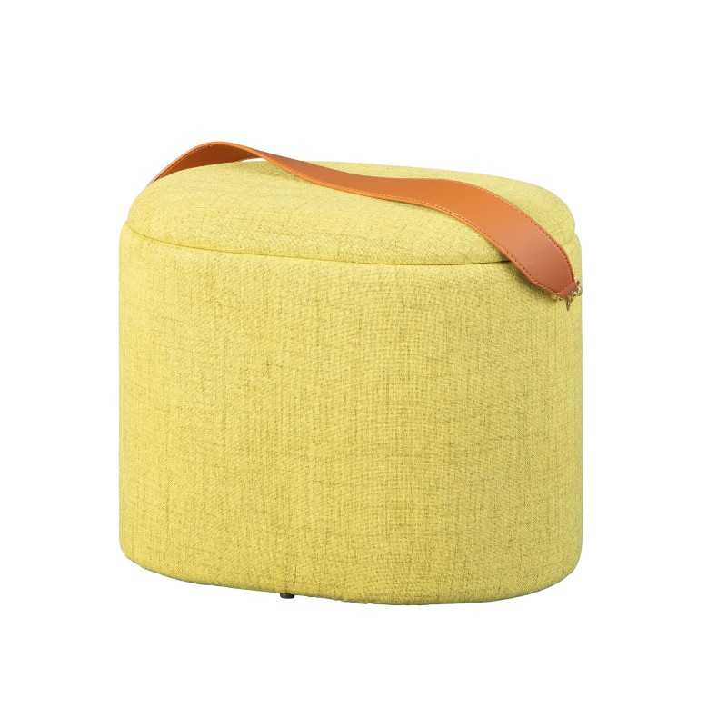 Pouf Inter Link con contenitore e maniglia in ecopelle colore giallo-verde