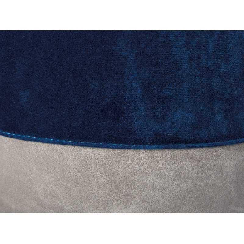 Pouf Inter Link in velluto blu e grigio con maniglia in ecopelle