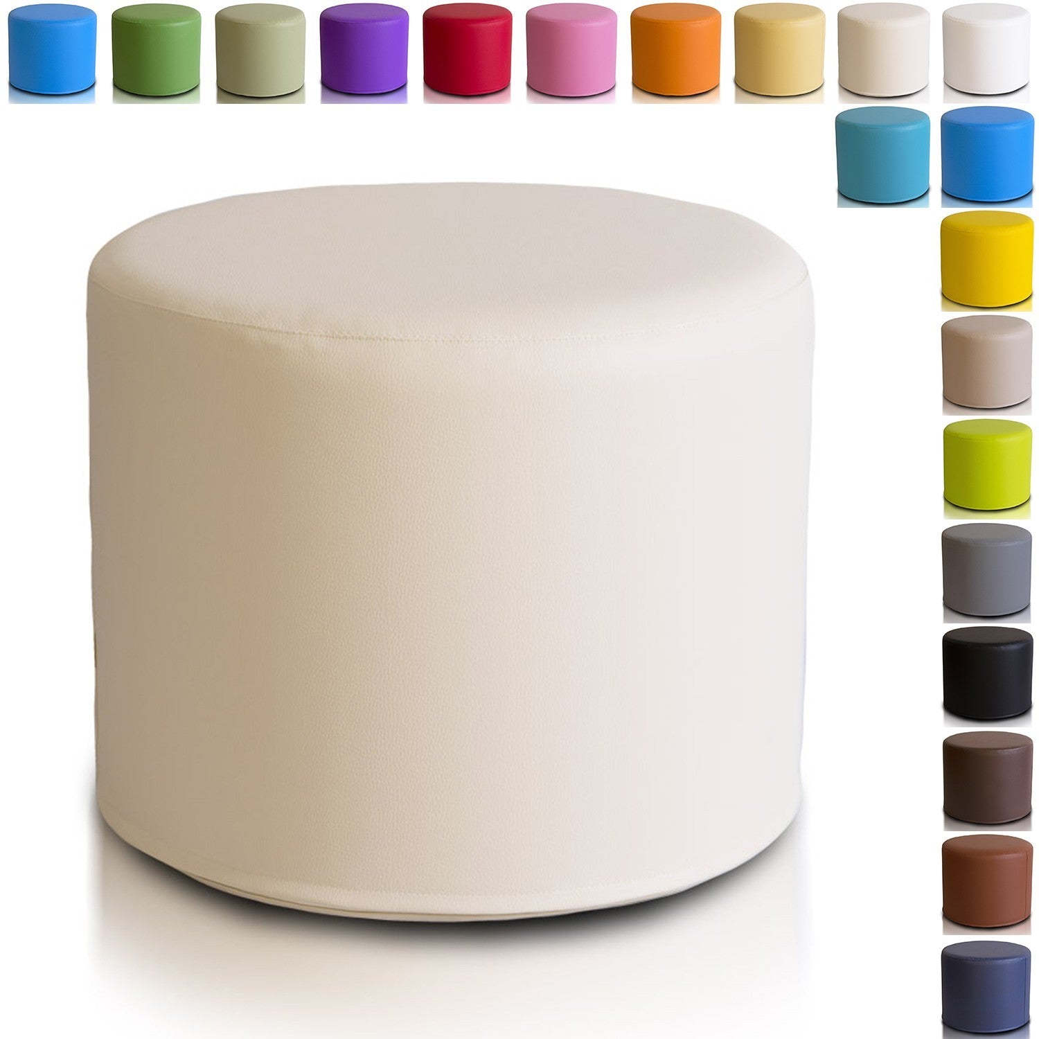 Pouf Poggiapiedi Sgabello Cilindro in Ecopelle 40x50