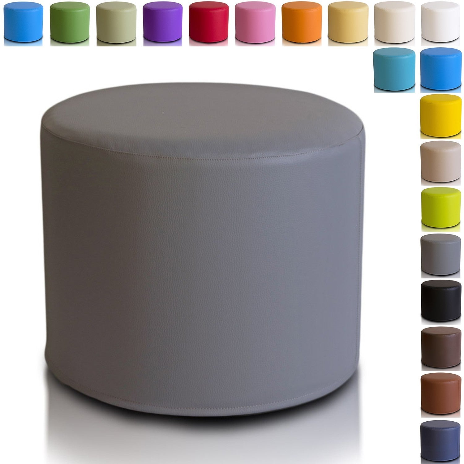 Pouf Poggiapiedi Sgabello Cilindro in Ecopelle 40x50