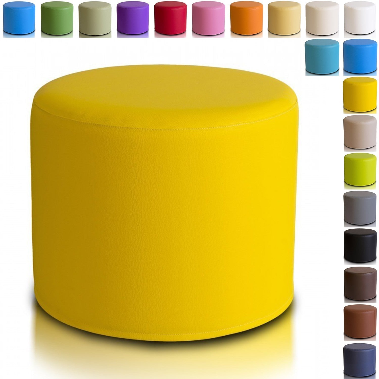 Pouf Poggiapiedi Sgabello Cilindro in Ecopelle 40x50