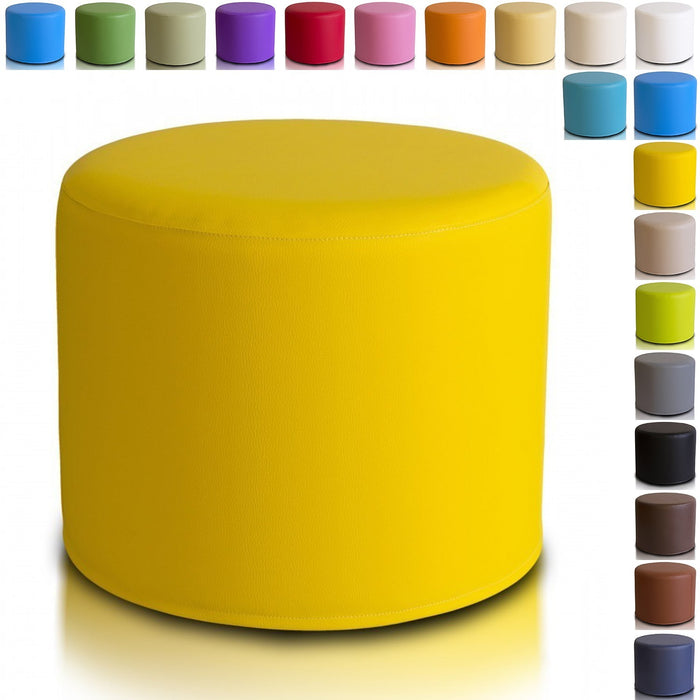 Pouf Poggiapiedi Sgabello Cilindro in Ecopelle 40x50