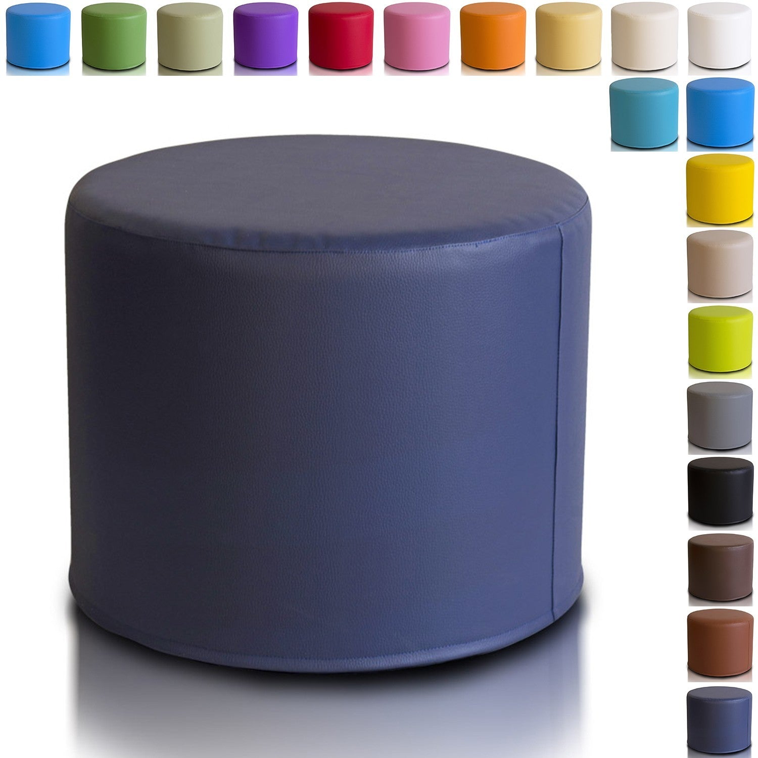 Pouf Poggiapiedi Sgabello Cilindro in Ecopelle 40x50