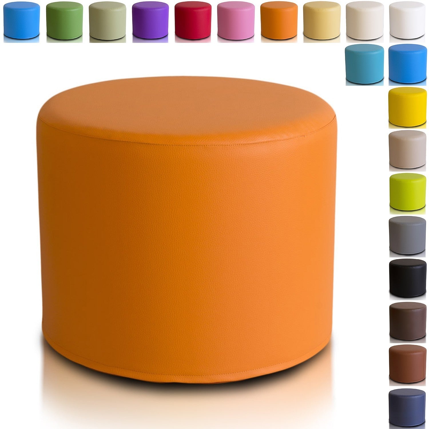 Pouf Poggiapiedi Sgabello Cilindro in Ecopelle 40x50