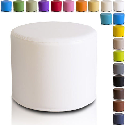 Pouf Poggiapiedi Sgabello Cilindro in Ecopelle 40x50