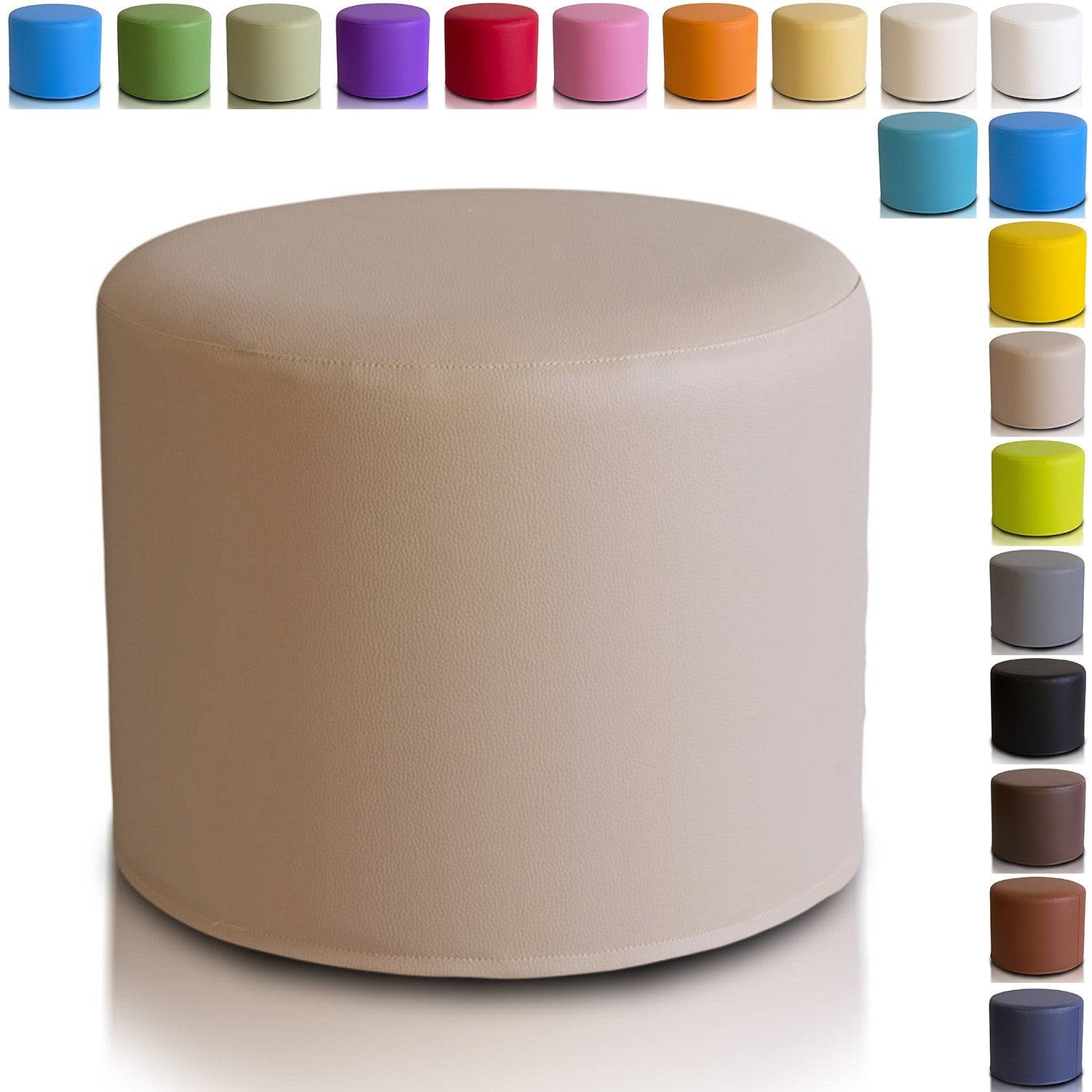 Pouf Poggiapiedi Sgabello Cilindro in Ecopelle 40x50