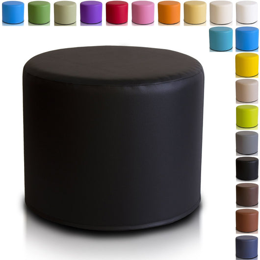 Pouf Poggiapiedi Sgabello Cilindro in Ecopelle 40x50