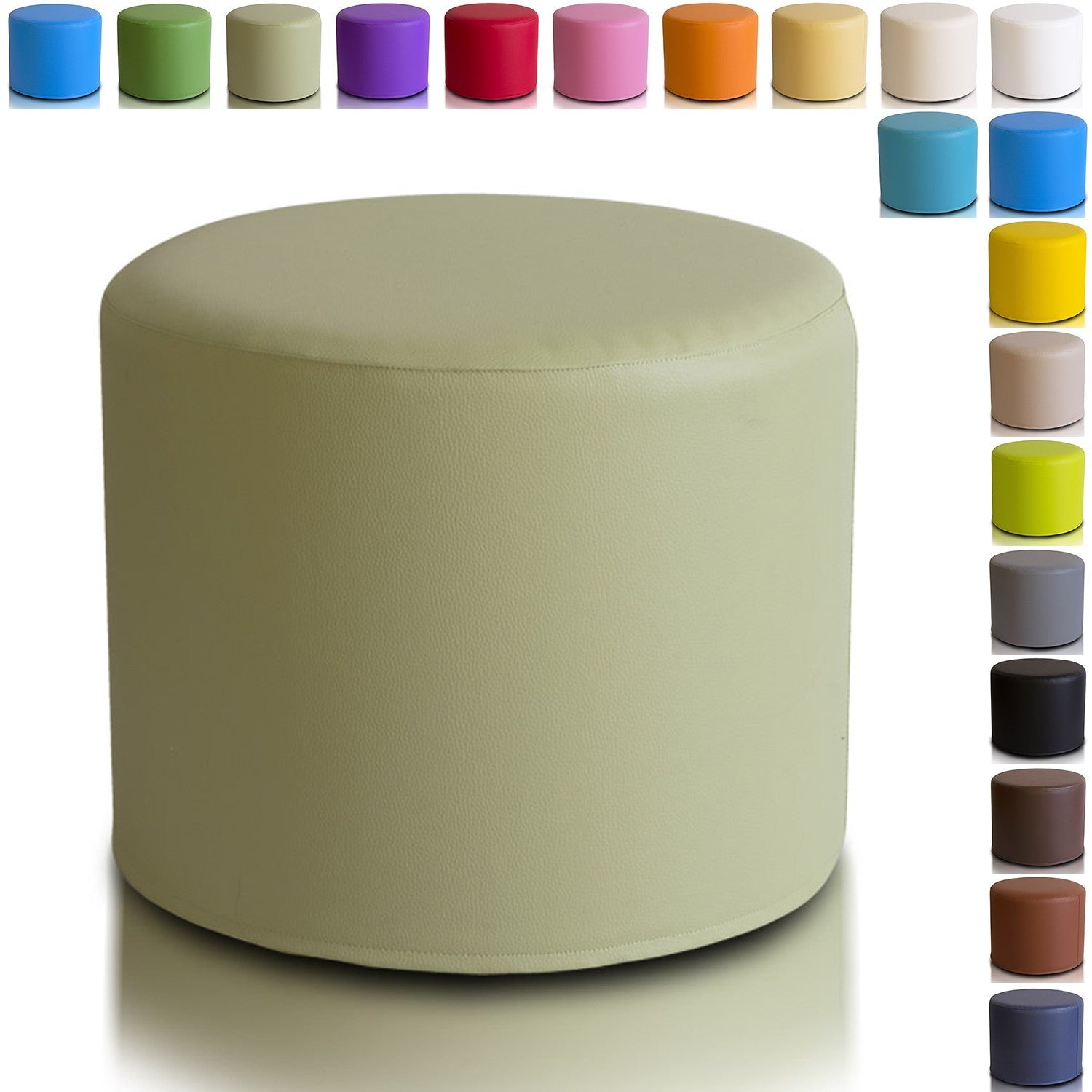 Pouf Poggiapiedi Sgabello Cilindro in Ecopelle 40x50