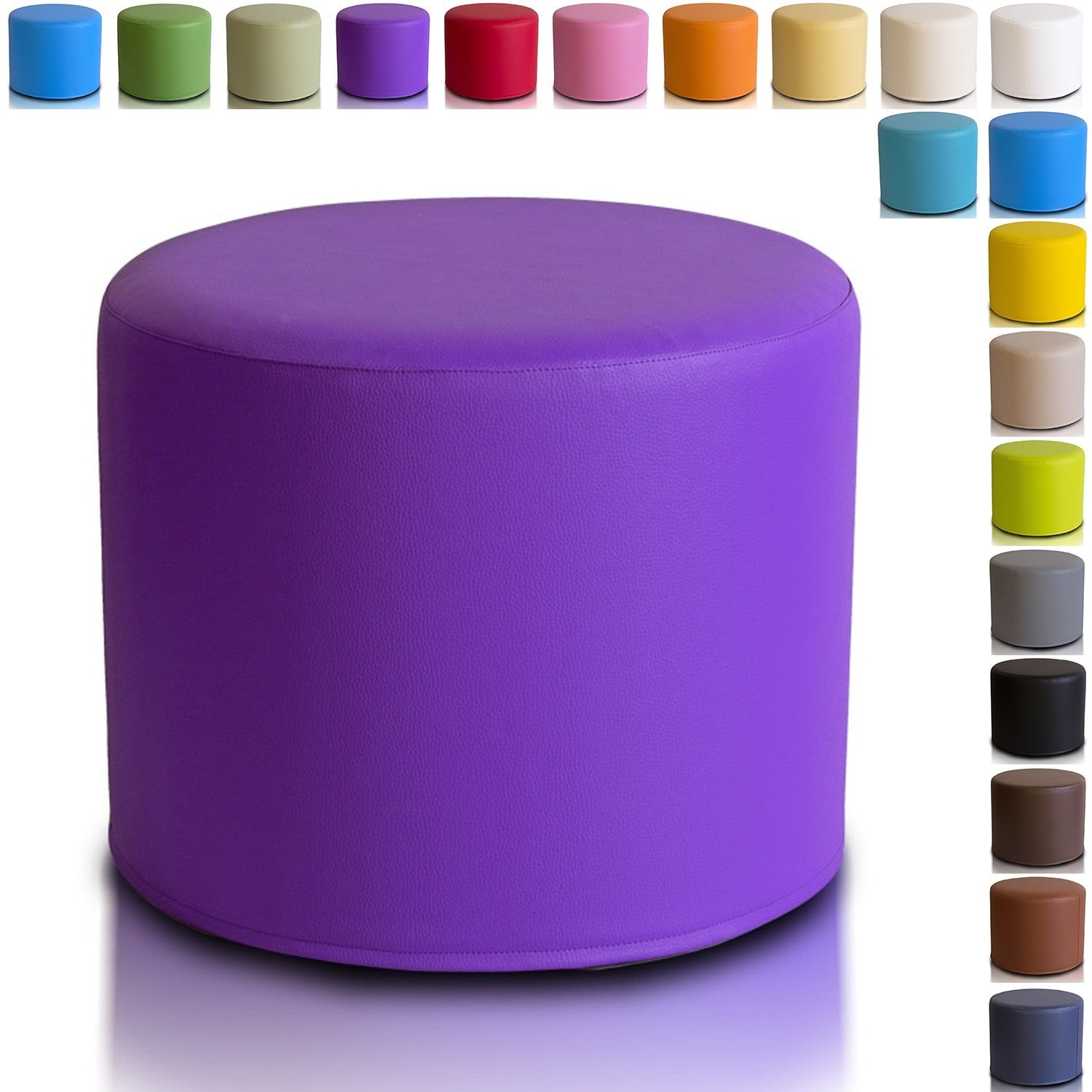 Pouf Poggiapiedi Sgabello Cilindro in Ecopelle 40x50