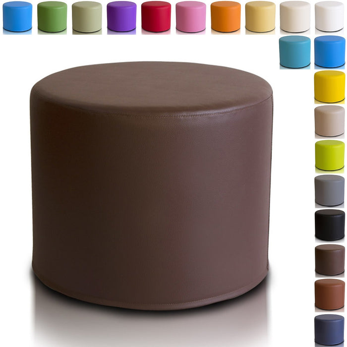 Pouf Poggiapiedi Sgabello Cilindro in Ecopelle 40x50