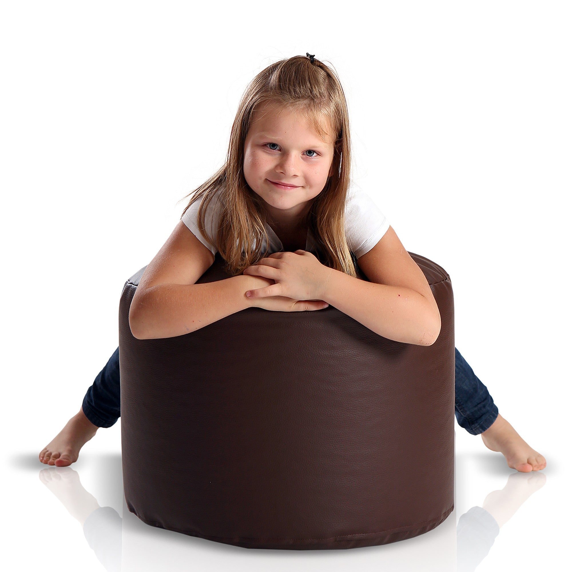 Pouf Poggiapiedi Sgabello Cilindro in Ecopelle 40x55