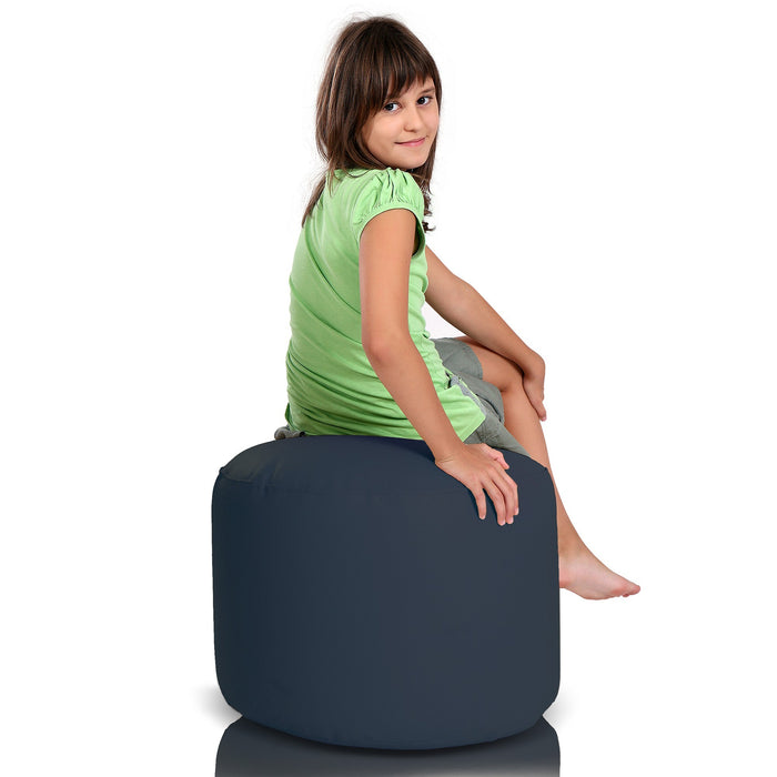 Pouf Poggiapiedi Sgabello Cilindro in Ecopelle 40x55
