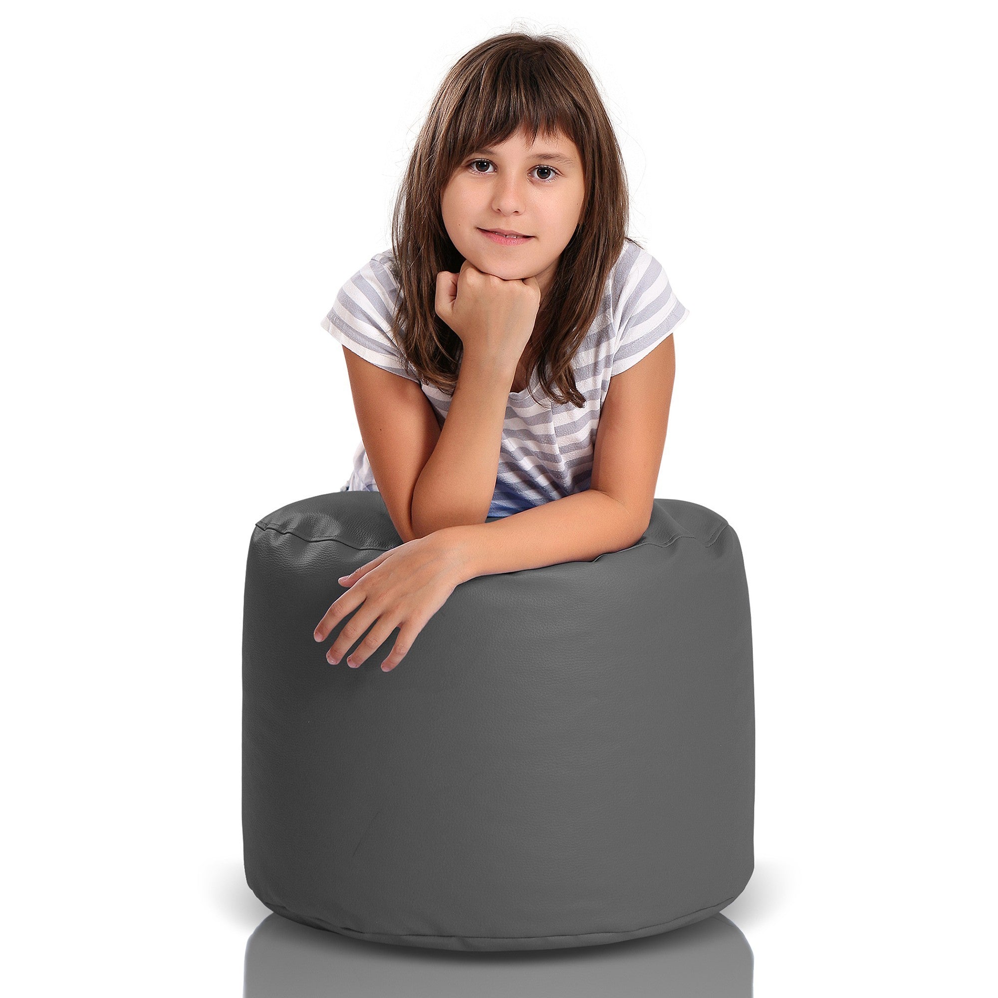 Pouf Poggiapiedi Sgabello Cilindro in Ecopelle 40x55