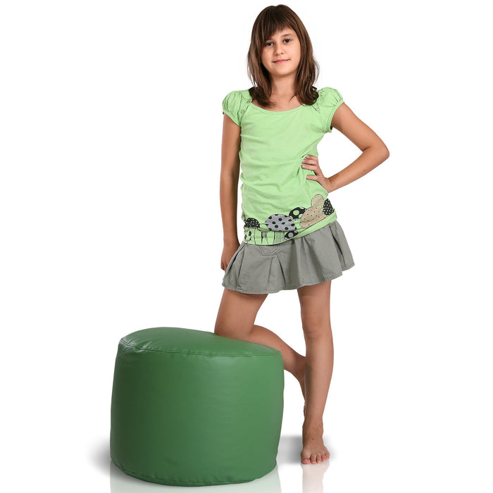 Pouf Poggiapiedi Sgabello Cilindro in Ecopelle 40x55