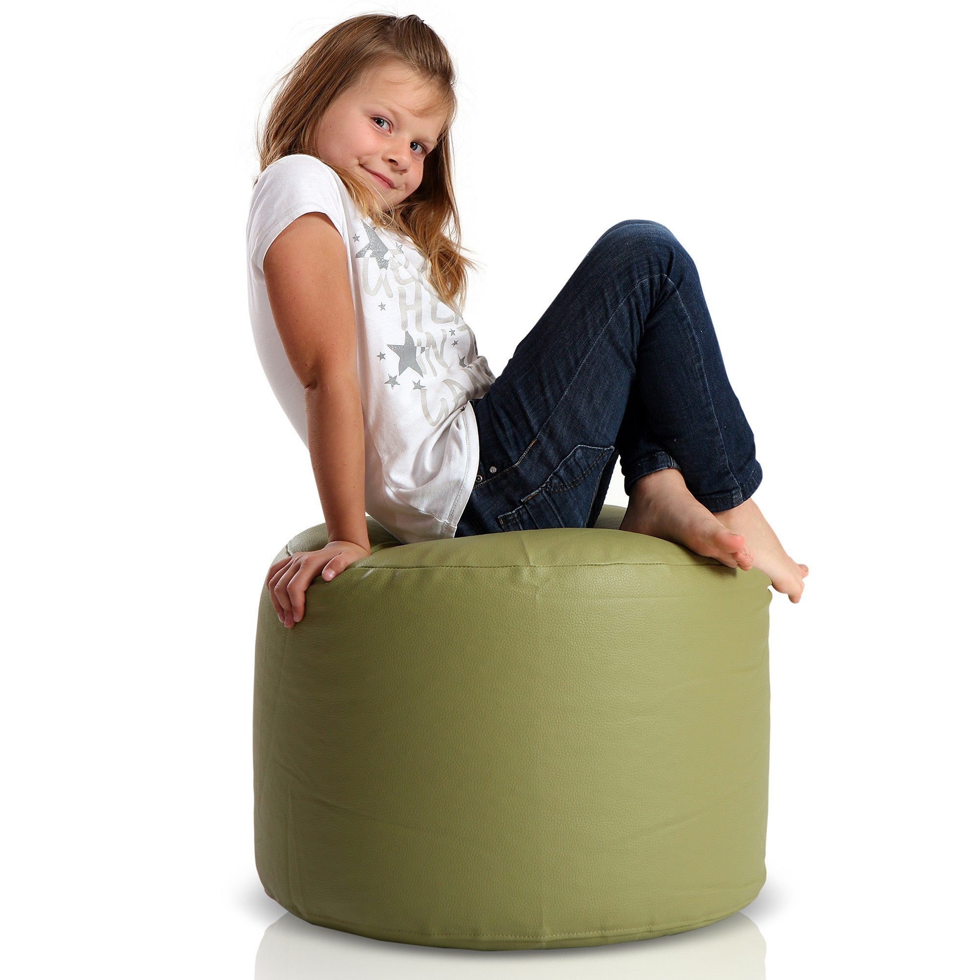 Pouf Poggiapiedi Sgabello Cilindro in Ecopelle 40x55