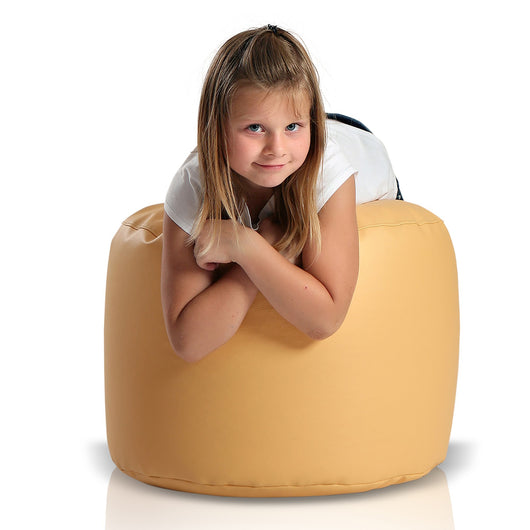 Pouf Poggiapiedi Sgabello Cilindro in Ecopelle 40x55